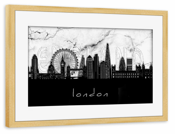 Poster mit Rahmen kiefer "London skyline marble" artboxONE - Städte,Städte / London,Reise,Architektur,Marmor
