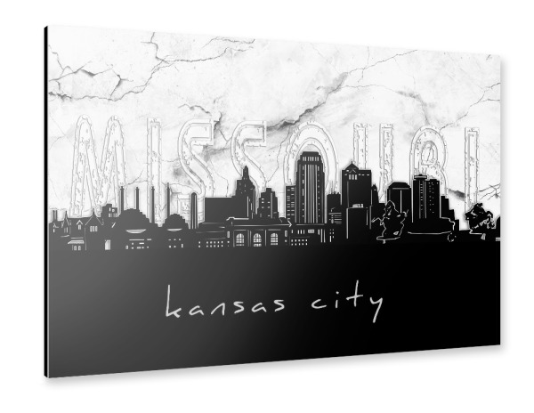 Alu-Dibond "Kansas city skyline marble" 30x20 cm artboxONE
