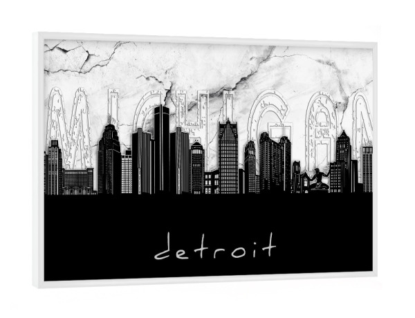 Poster mit weißem Rahmen "Detroit skyline marble" artboxONE - Städte,Reise,Architektur,Marmor