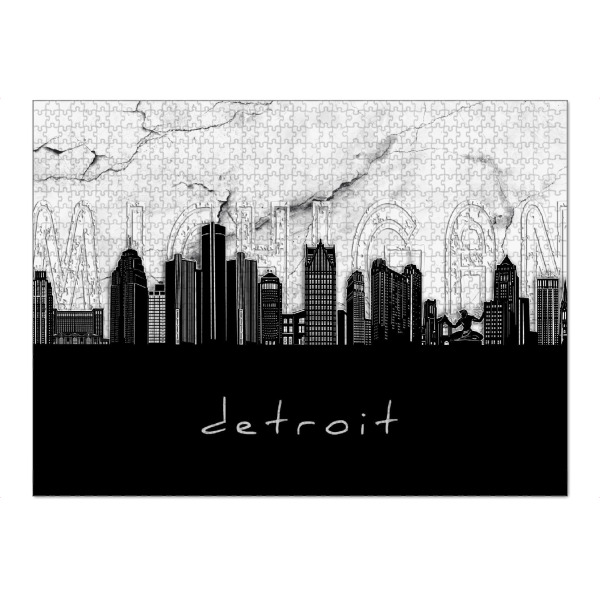 Puzzle Ravensburger "Detroit skyline marble" artboxONE - Städte,Reise,Architektur,Marmor