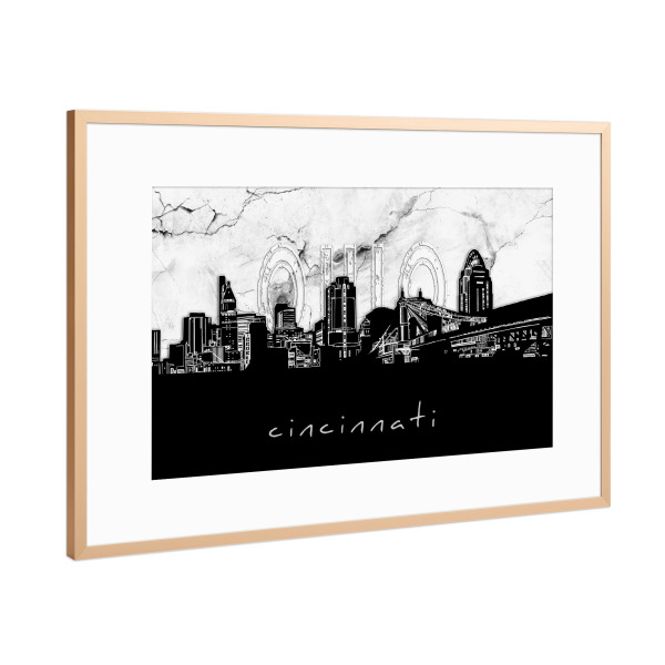 Poster mit Rahmen Kupfer "Cincinnati skyline marble" artboxONE - Städte,Reise,Architektur,Marmor