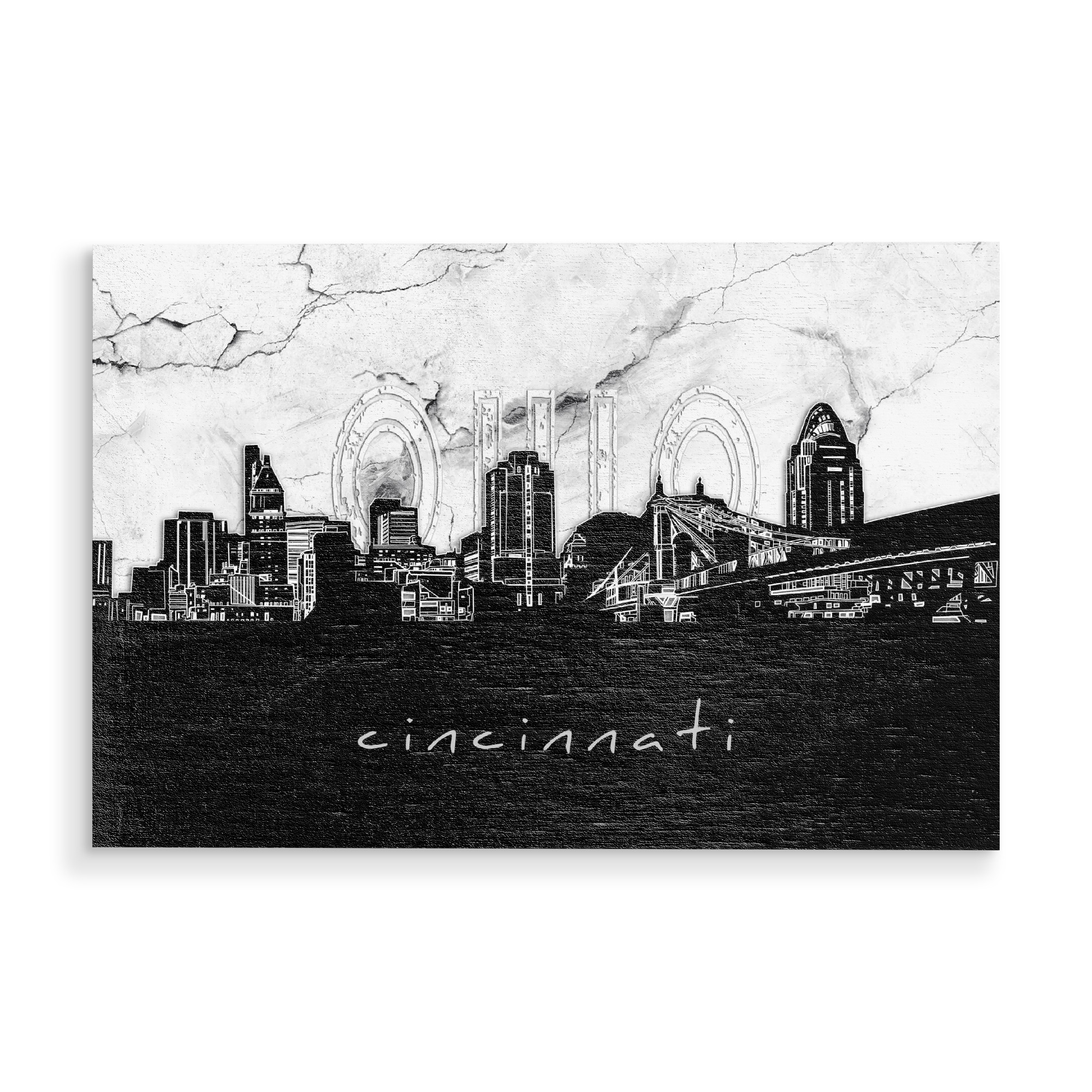 Holzbild "Cincinnati skyline marble" artboxONE - Städte,Reise,Architektur,Marmor