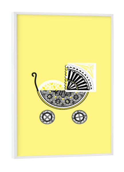 Poster mit weißem Rahmen "Kinderwagen gelb" artboxONE - Für Kinder,Abstrakt