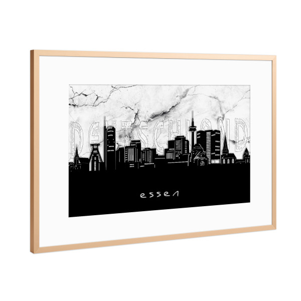 Poster mit Rahmen Kupfer "Essen skyline marble" artboxONE - Städte,Reise,Architektur,Marmor