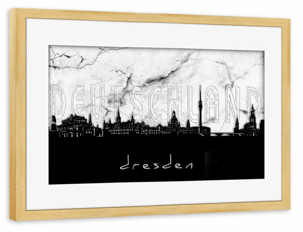 Poster mit Rahmen kiefer "Dresden skyline marble" artboxONE - Städte,Reise,Architektur,Städte / Dresden,Marmor