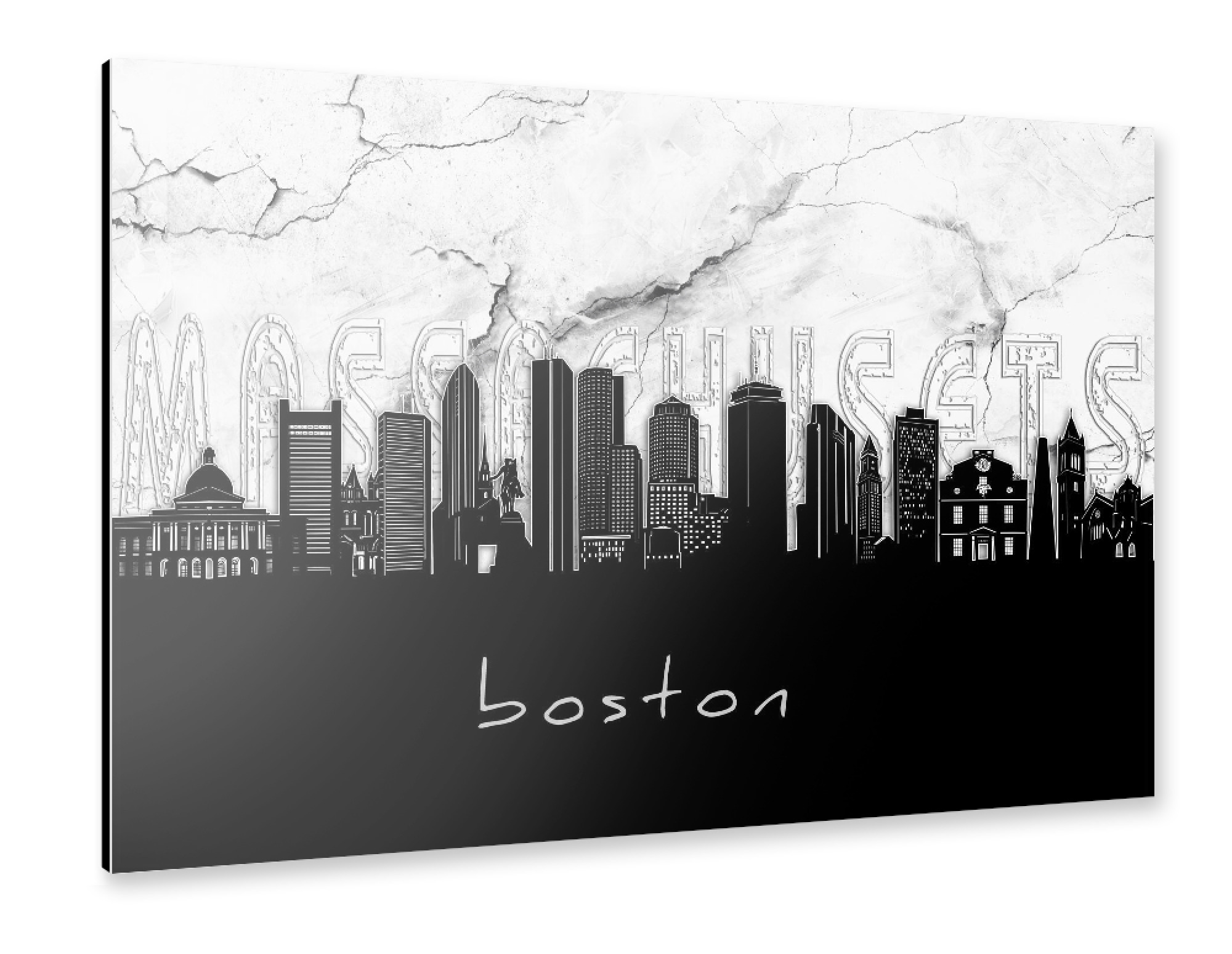Alu-Dibond "Boston skyline marble" 75x50 cm artboxONE