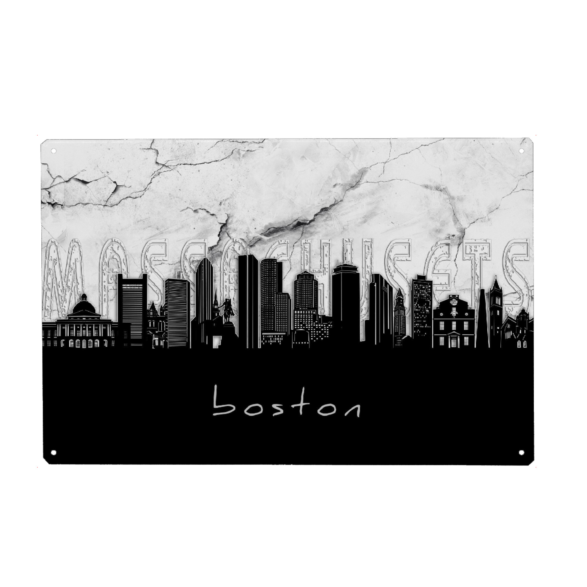 Metall Poster "Boston skyline marble" artboxONE - Städte,Reise,Architektur,Städte / Boston,Marmor
