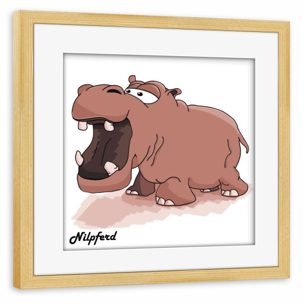 Poster mit Rahmen kiefer "Nilpferd Afrika" artboxONE - Für Kinder,Tiere,Comic