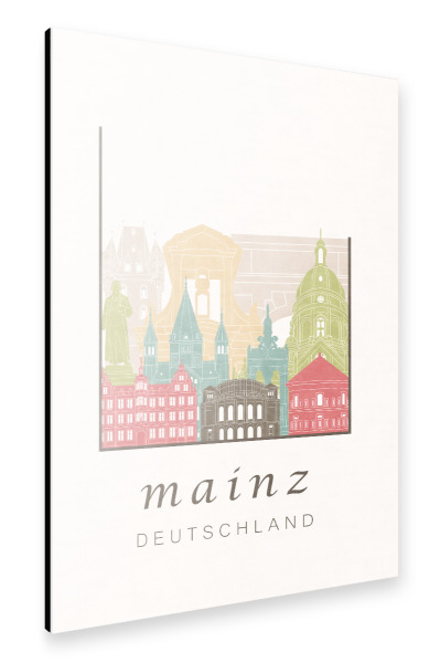 Alu-Dibond "Mainz skyline pastel" 30x20 cm artboxONE