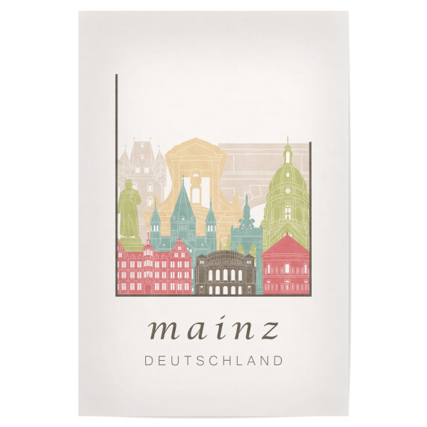 Poster "Mainz skyline pastel" artboxONE - Städte,Architektur