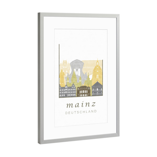 Poster mit Rahmen Silber "Mainz skyline desert" artboxONE - Städte,Architektur
