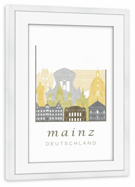 Poster mit Rahmen weiß "Mainz skyline desert" artboxONE - Städte,Architektur
