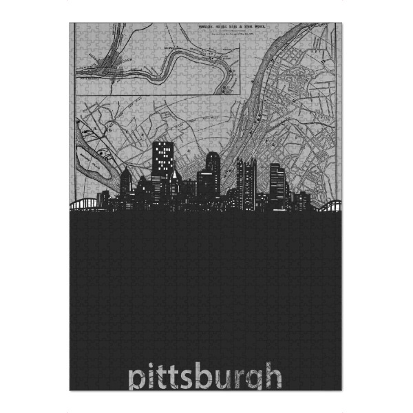 Puzzle Ravensburger "Pittsburgh skyline map grey" artboxONE - Städte,Reise,Architektur,Kartografie
