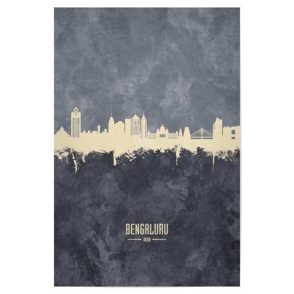 Poster 30x20 cm "Bengaluru Skyline Grey" artboxONE - Städte - Bengaluru,India,Skyline,Cityscape,Stadtbild,Watercolor,City,Stadt,Beige,Indien
