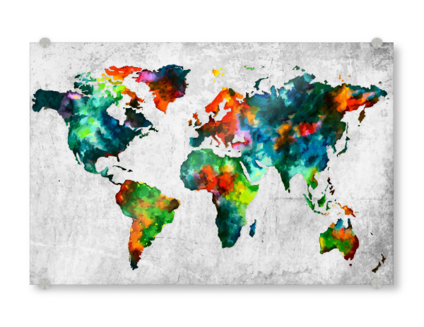 Acrylglasbild "World Map 2 Colorful (matart)" artboxONE - Reise,Für Kinder,Reise / Länder,Kartografie