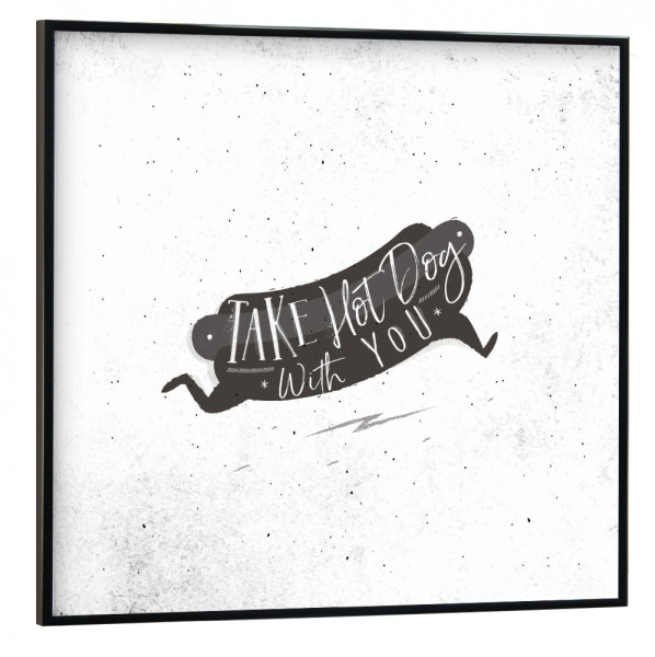 Poster mit schwarzem Rahmen 30x30 cm "Hot dog to go" artboxONE - Essen & Trinken,Lustig