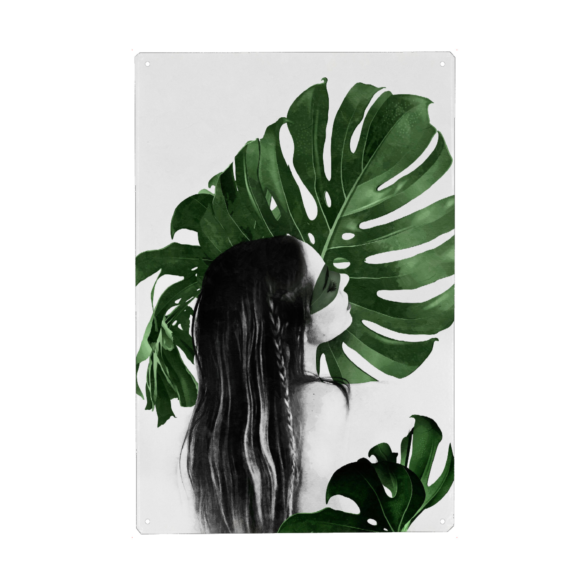 Holzbild "Woman Green Sheets" artboxONE - Natur,Menschen,Liebe