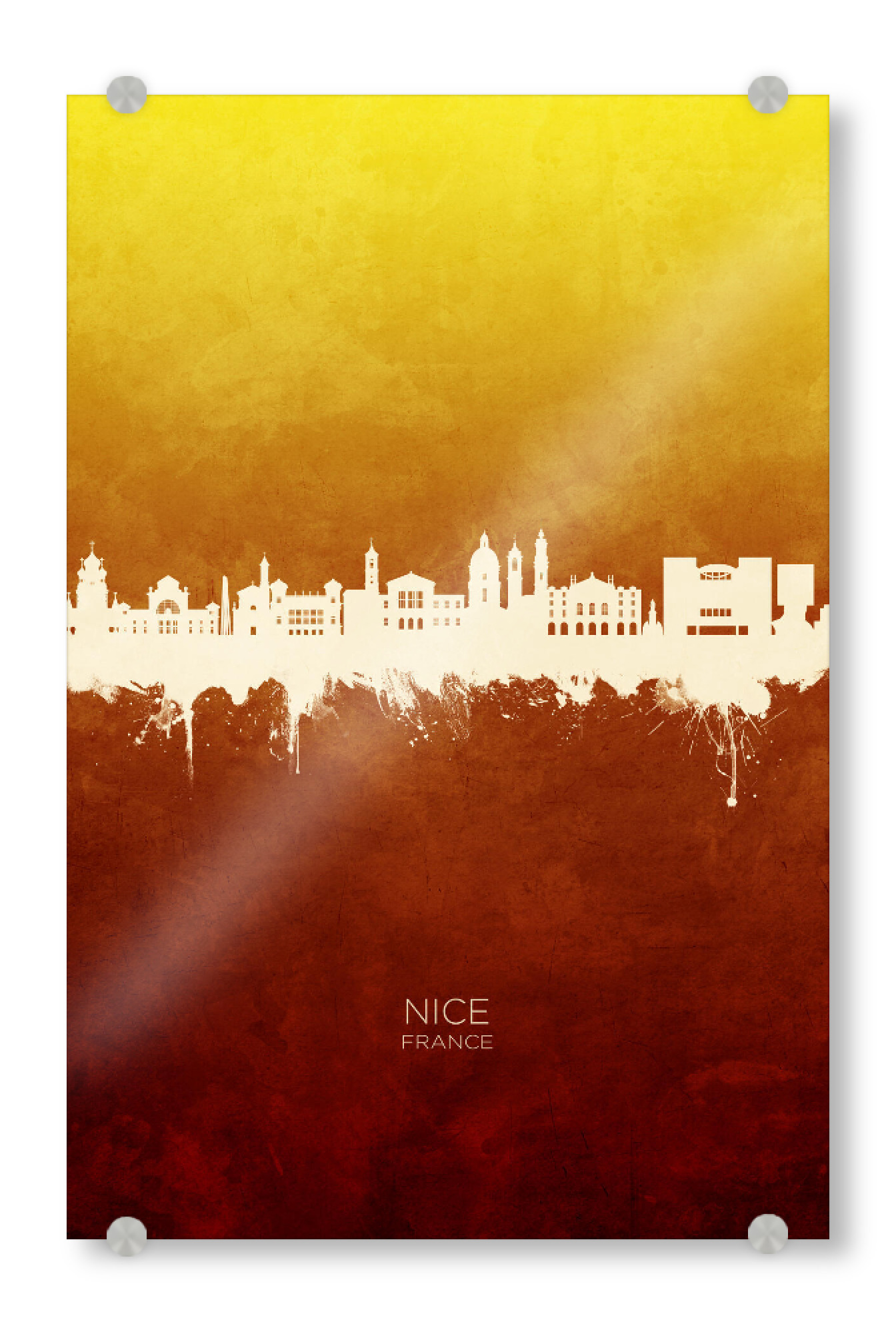 Acrylglasbild "Nice France Skyline RedYellow" artboxONE - Städte