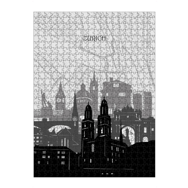 Puzzle Ravensburger "Zurich cityscape map" artboxONE - Städte,Reise,Architektur,Städte / Zürich,Kartografie