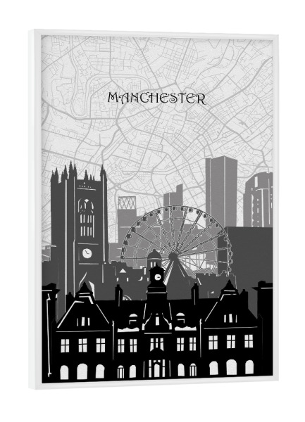 Poster mit weißem Rahmen "Manchester cityscape map" artboxONE - Städte,Reise,Architektur,Kartografie