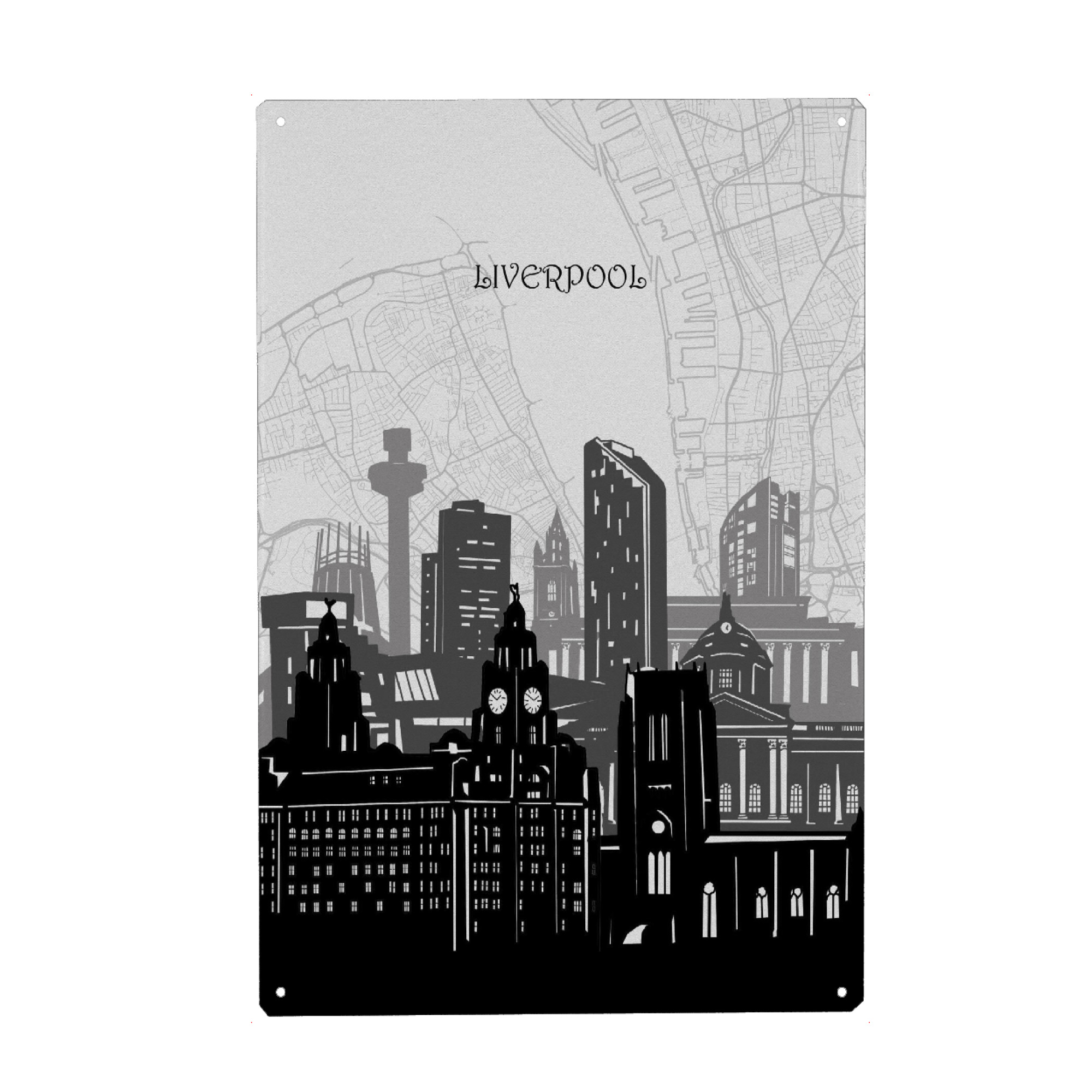 Metall Poster "Liverpool cityscape map" artboxONE - Städte,Reise,Architektur,Kartografie