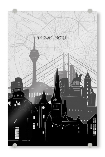 Acrylglasbild "Dusseldorf cityscape map" artboxONE - Städte,Reise,Architektur,Städte / Düsseldorf,Kartografie
