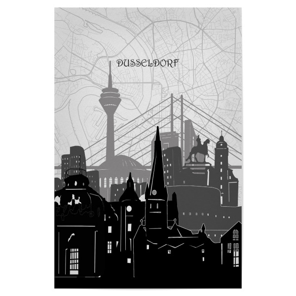 Poster 30x20 cm "Dusseldorf cityscape map" artboxONE - Städte,Reise,Architektur,Städte / Düsseldorf,Kartografie