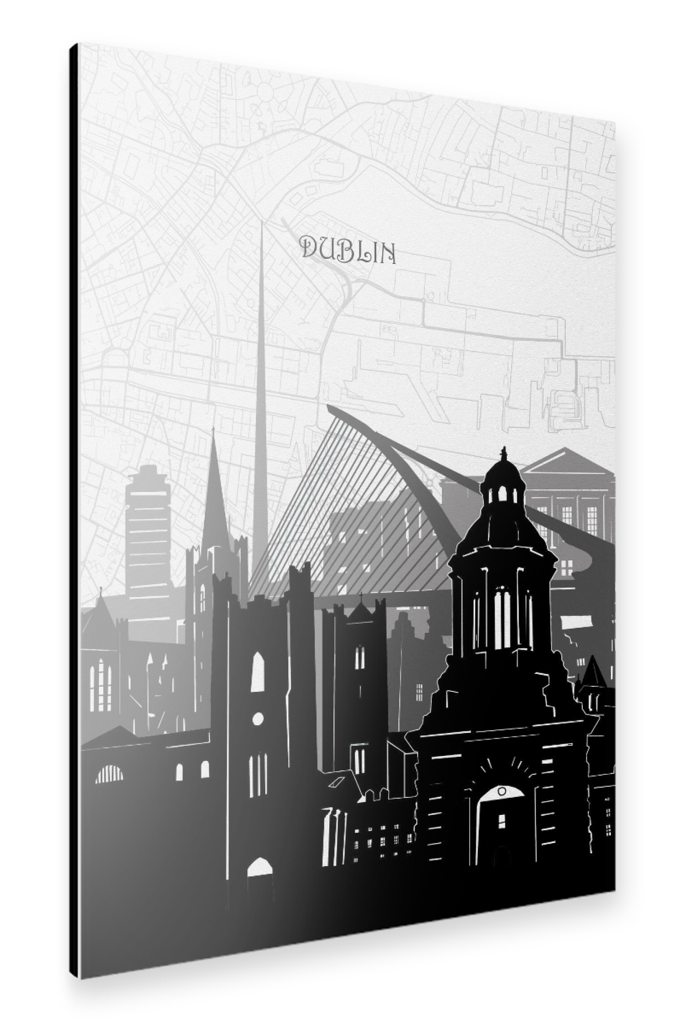 Alu-Dibond "Dublin cityscape map" 75x50 cm artboxONE
