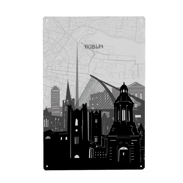 Holzbild "Dublin cityscape map" artboxONE - Städte,Reise,Architektur,Kartografie