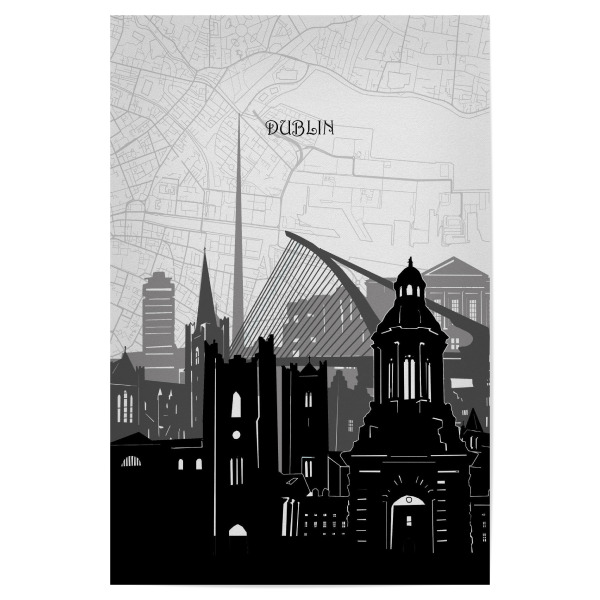 Poster "Dublin cityscape map" artboxONE - Städte,Reise,Architektur,Kartografie
