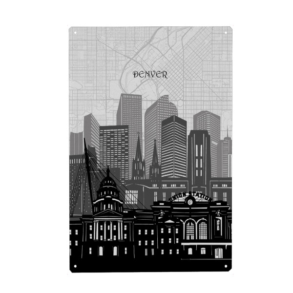 Metall Poster "Denver cityscape map" artboxONE - Städte,Reise,Architektur,Kartografie