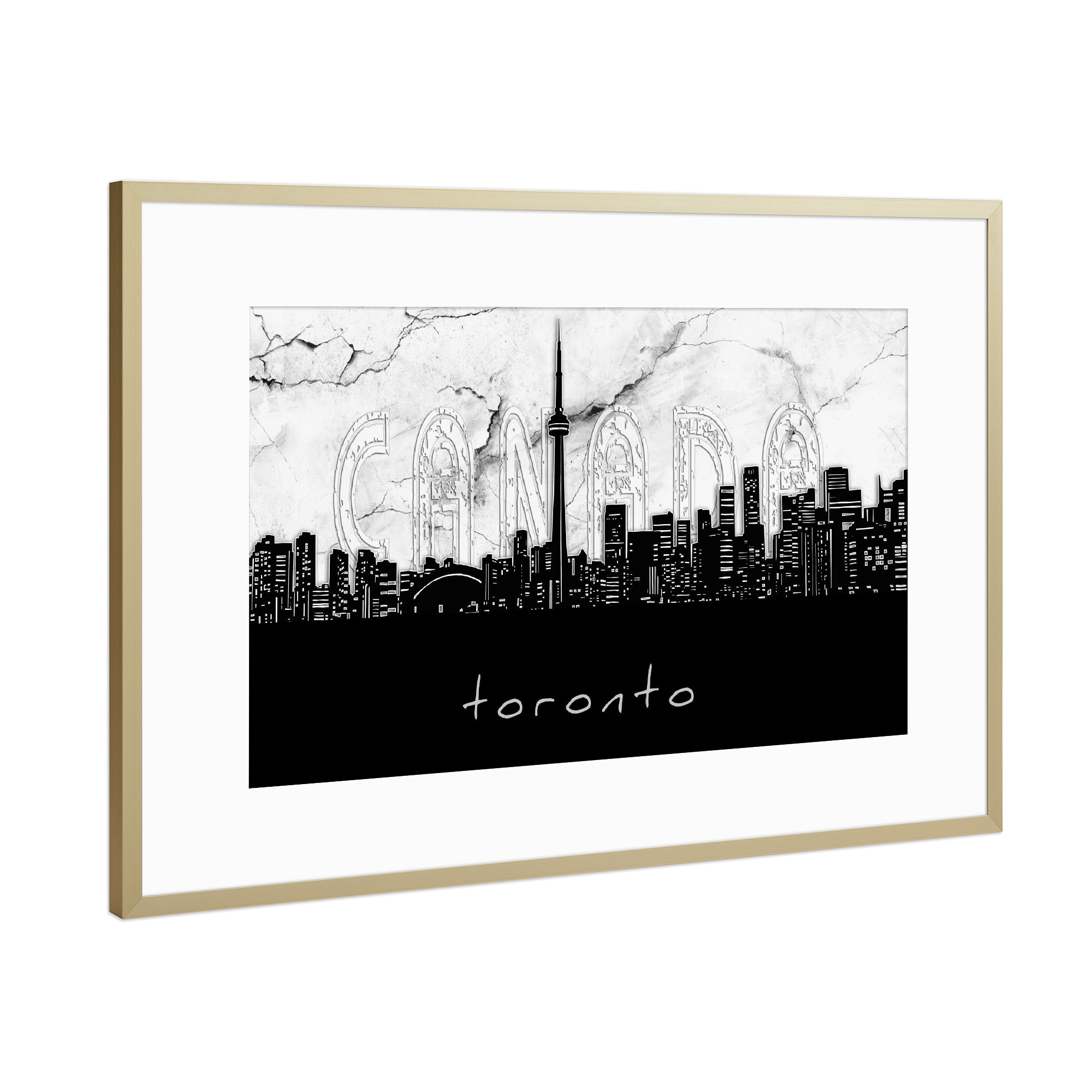 Poster mit Rahmen Gold "Toronto skyline marble" artboxONE - Städte,Reise,Architektur,Marmor