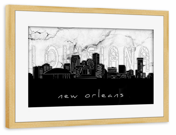 Poster mit Rahmen kiefer "New orleans skyline marble" artboxONE - Städte,Reise,Architektur,Marmor