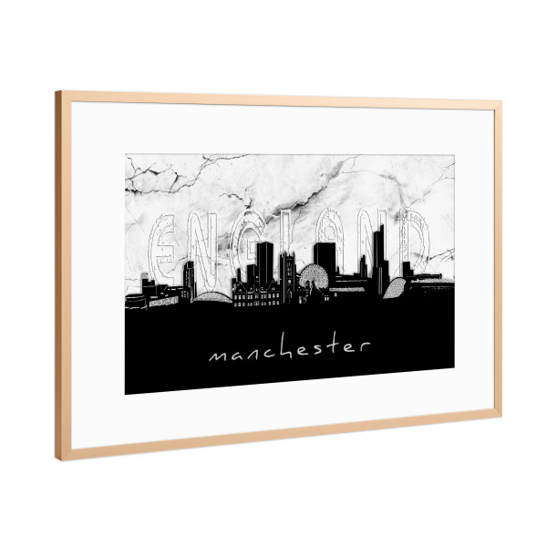Poster mit Rahmen Kupfer "Manchester skyline marble" artboxONE - Städte,Reise,Architektur,Marmor