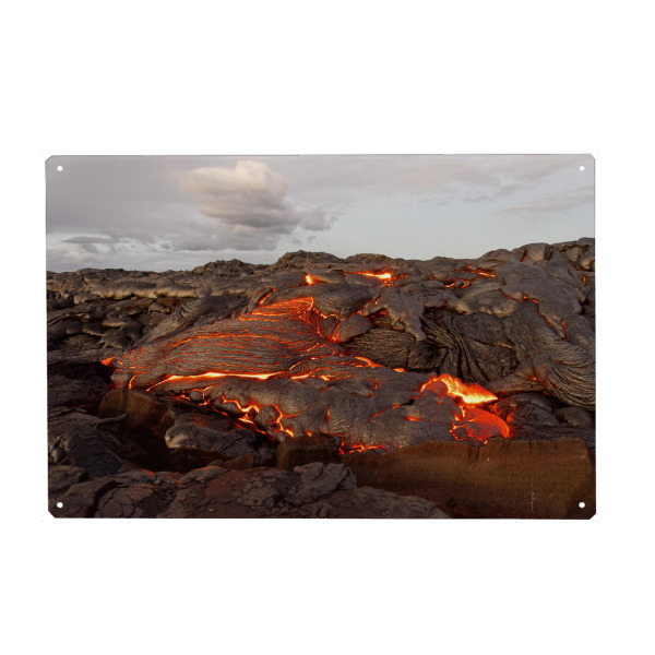 Holzbild "Lava tritt aus einer Erdspalte aus" artboxONE - Natur,Reise,Reise / Länder