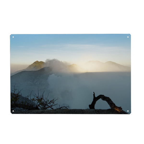 Holzbild "Erstes Tageslicht am Vulkan Ijen" artboxONE - Natur,Reise,Reise / Asien