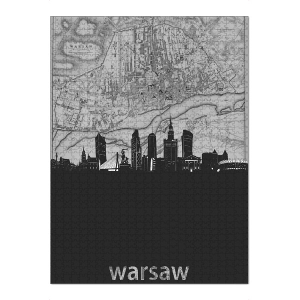 Puzzle Ravensburger "Warsaw skyline map grey" artboxONE - Städte,Reise,Architektur,Kartografie