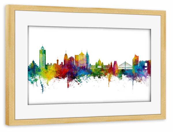 Poster mit Rahmen kiefer "Bengaluru Skyline India Bangalore" artboxONE - Städte