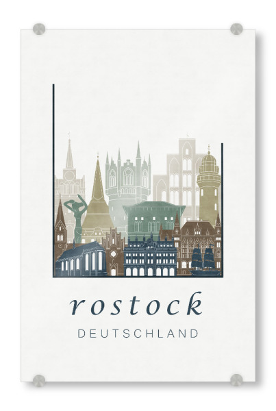 Acrylglasbild "Rostock skyline light blue" artboxONE - Städte,Architektur