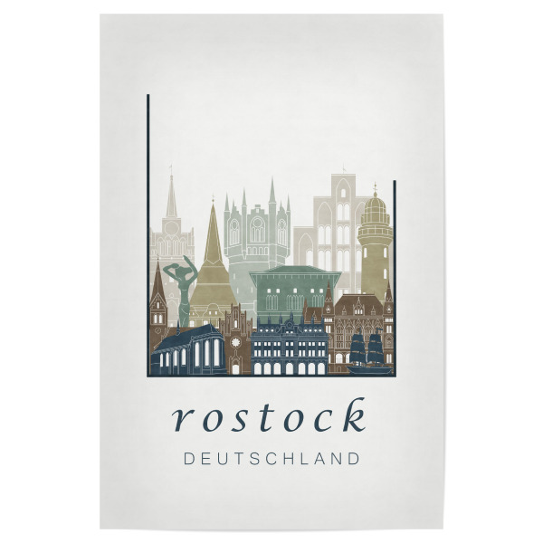 Poster "Rostock skyline light blue" artboxONE - Städte,Architektur