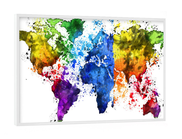 Poster mit weißem Rahmen "World Map 5 Colorful (matart)" artboxONE - Reise,Für Kinder,Reise / Länder,Kartografie