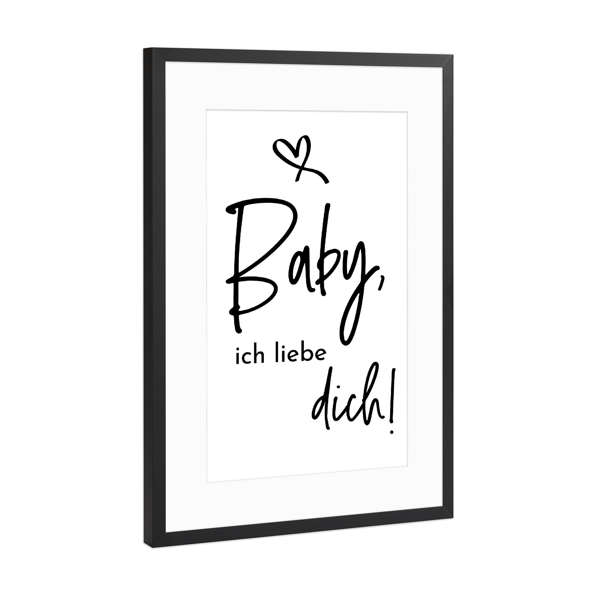 Poster mit Rahmen Schwarz (Metallic) "Baby, ich liebe dich!" artboxONE - Typografie,Liebe