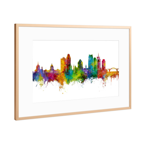 Poster mit Rahmen Kupfer "Saint Paul Minnesota Skyline" artboxONE - Städte