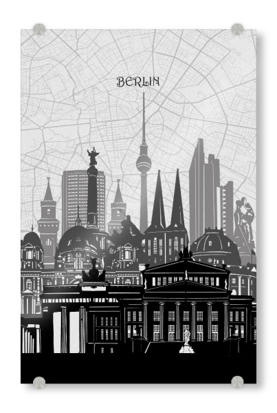 Acrylglasbild "Berlin cityscape map" artboxONE - Städte,Städte / Berlin,Reise,Architektur,Kartografie