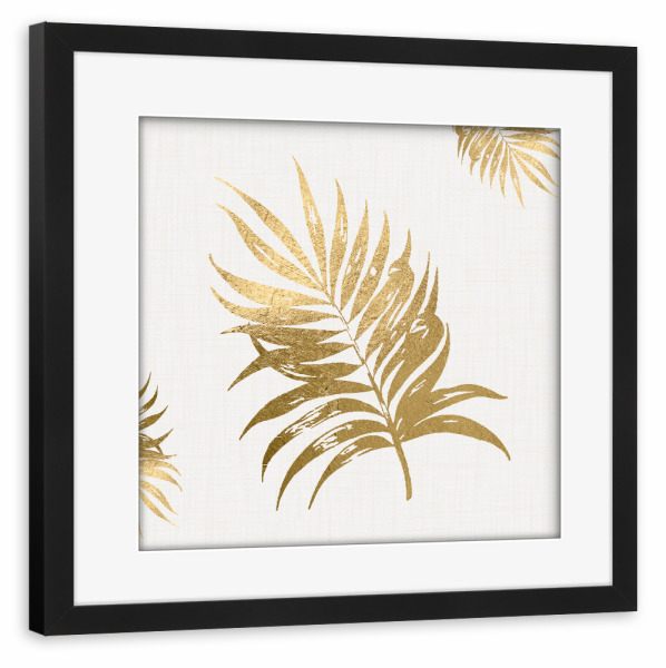 Poster mit Rahmen schwarz "Golden Leaf White" artboxONE - Natur