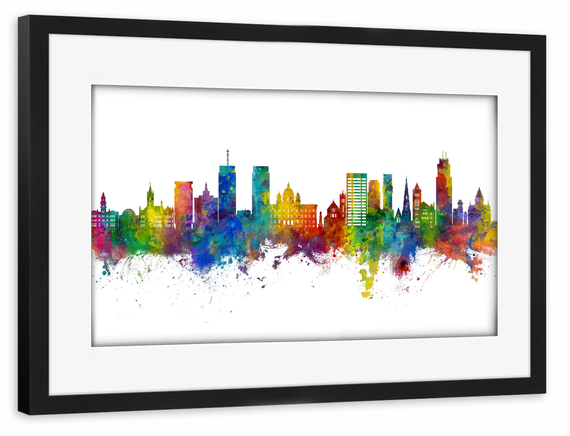Poster mit Rahmen schwarz "Syracuse New York Skyline" artboxONE - Städte