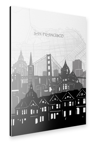 Alu-Dibond "San francisco cityscape map" 30x20 cm artboxONE