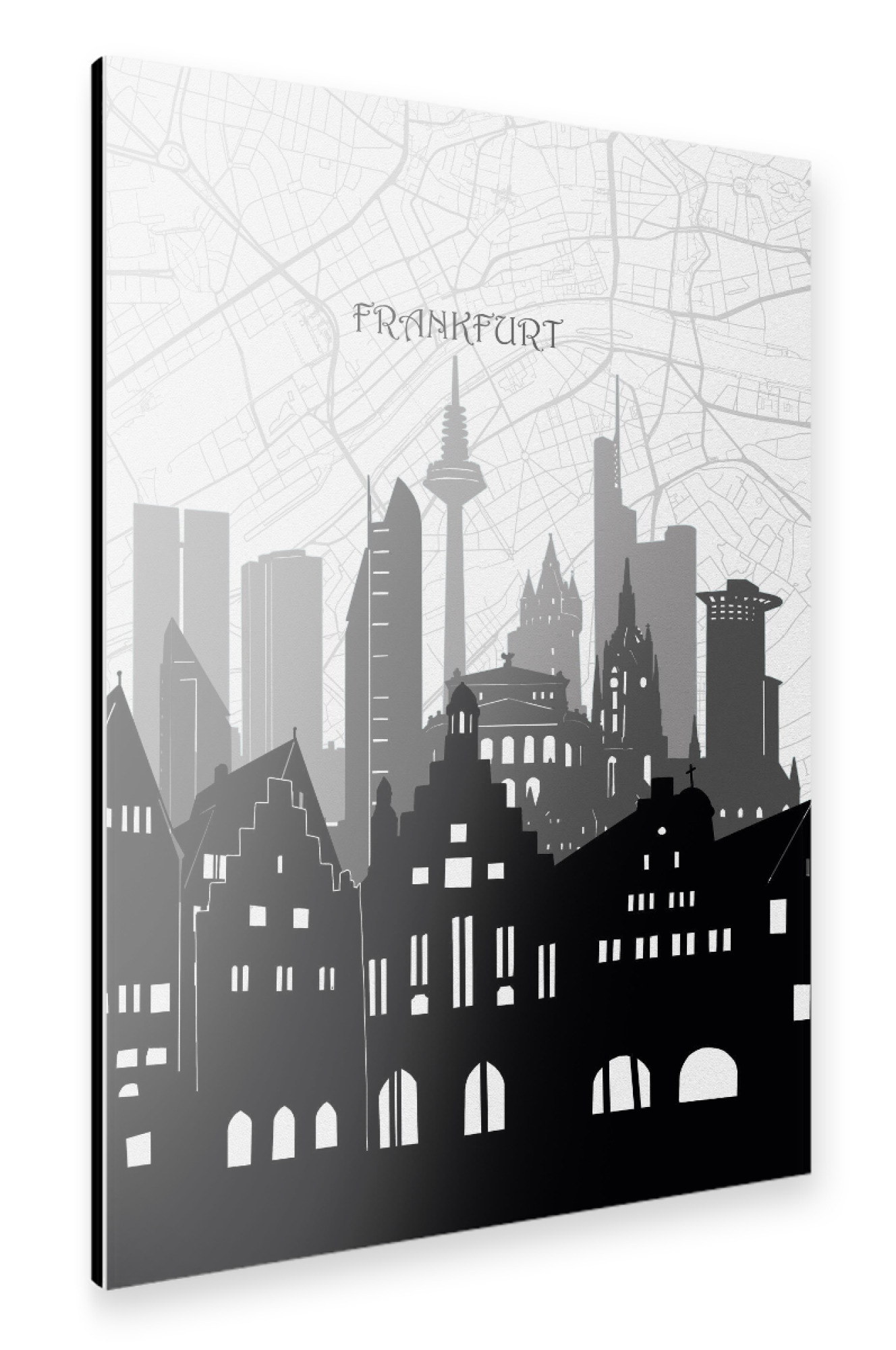 Alu-Dibond "Frankfurt cityscape map" 75x50 cm artboxONE
