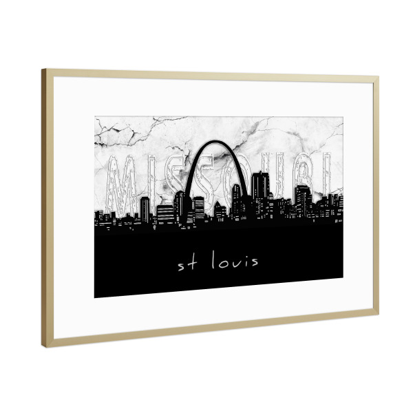 Poster mit Rahmen Gold "St louis skyline marble" artboxONE - Städte,Reise,Architektur,Marmor