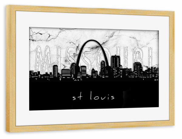 Poster mit Rahmen kiefer "St louis skyline marble" artboxONE - Städte,Reise,Architektur,Marmor